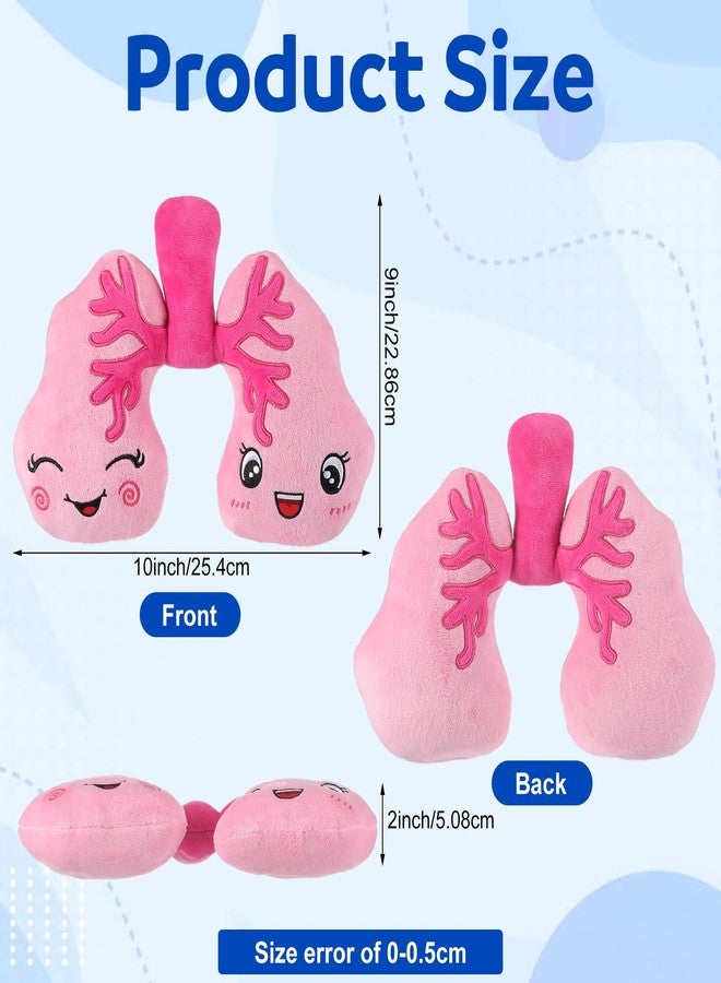 RoundFunny Soft Breathing Stuffed Animal Respiratory Therapist Gifts Pink Plush Lung Toy Organ Pillow Cute Anatomical Science Medical Gift Plush Lung Cancer Awareness Products, 10 x 9 x 2 Inch - Image 2